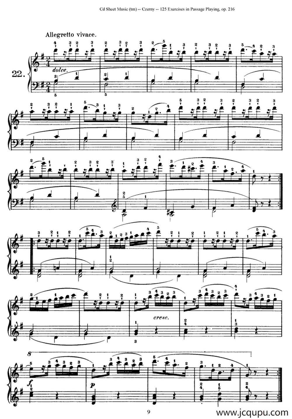 125 Exercises in Passage Playing Op.261（车尔尼125首钢琴短乐句练习曲（22——41））简谱