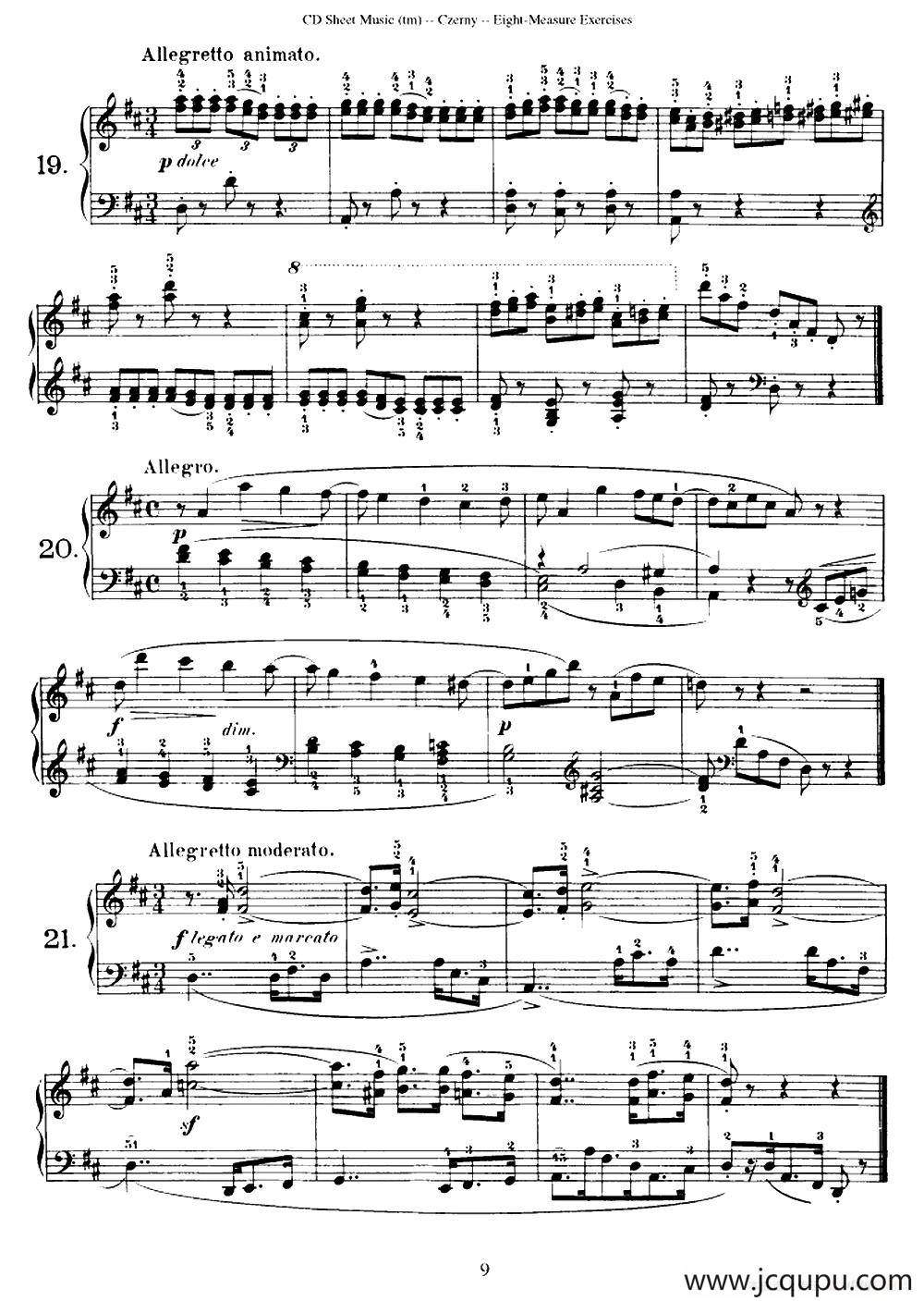 160 Eight- Measure Exercises.Op.821（车尔尼160首钢琴八小节练习曲（19——35））简谱