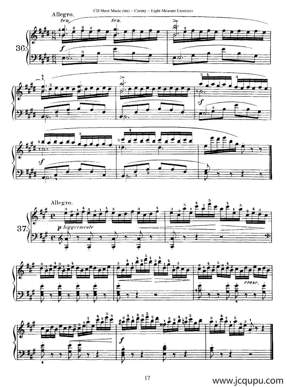 160 Eight- Measure Exercises.Op.821（车尔尼160首钢琴八小节练习曲（36——53））简谱