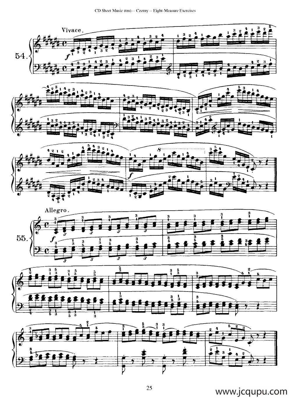 160 Eight- Measure Exercises.Op.821（车尔尼160首钢琴八小节练习曲（54——71））简谱