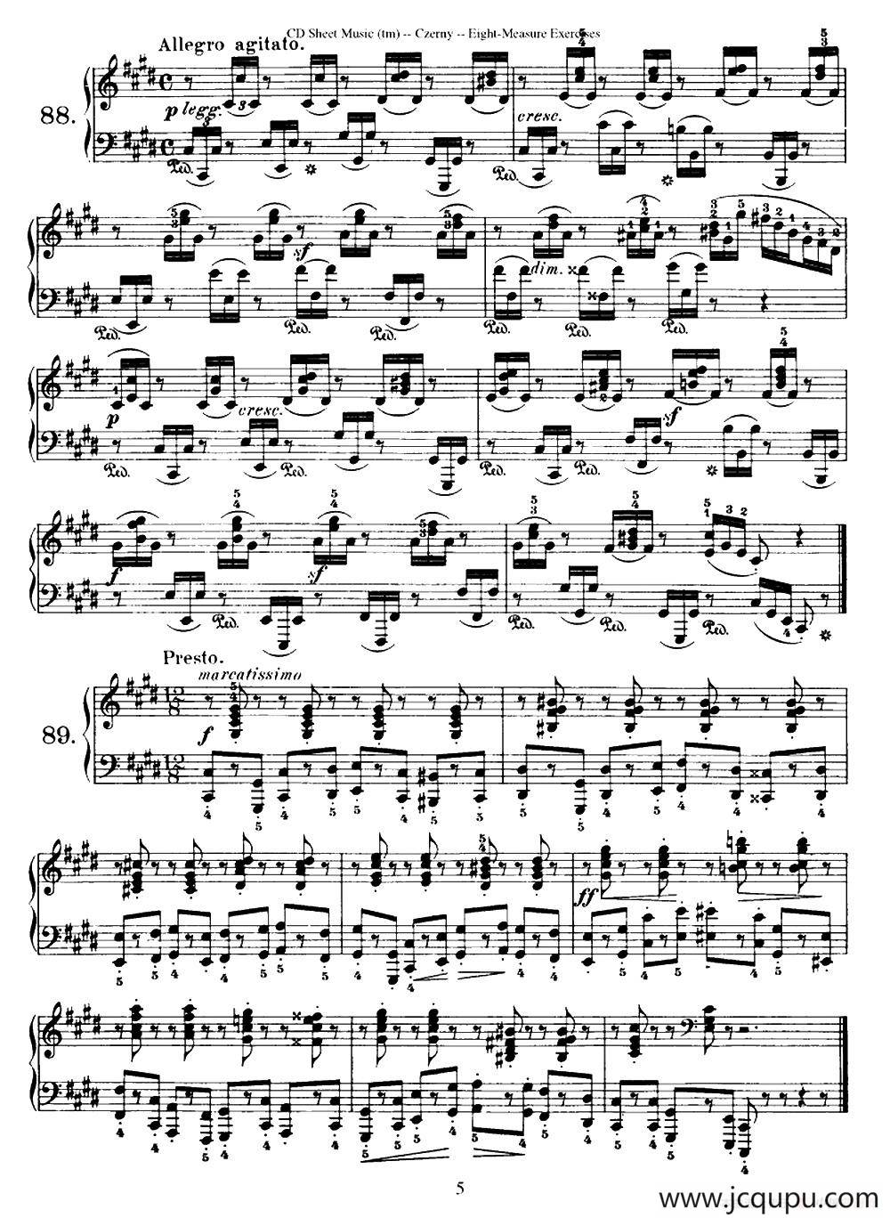 160 Eight- Measure Exercises.Op.821（车尔尼160首钢琴八小节练习曲（88——103））简谱