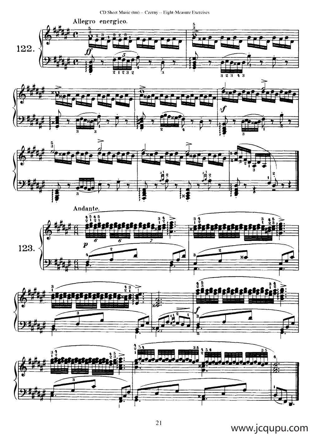 160 Eight- Measure Exercises.Op.821（车尔尼160首钢琴八小节练习曲（122——141））简谱