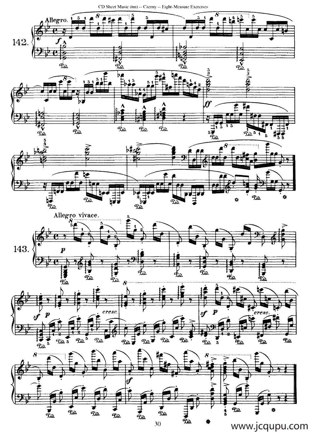 160 Eight- Measure Exercises.Op.821（车尔尼160首钢琴八小节练习曲（142——160））简谱