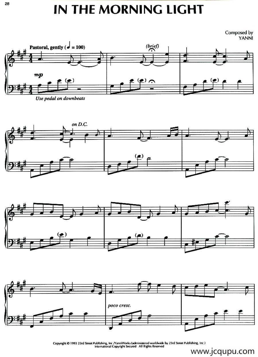 In the Morning Light简谱