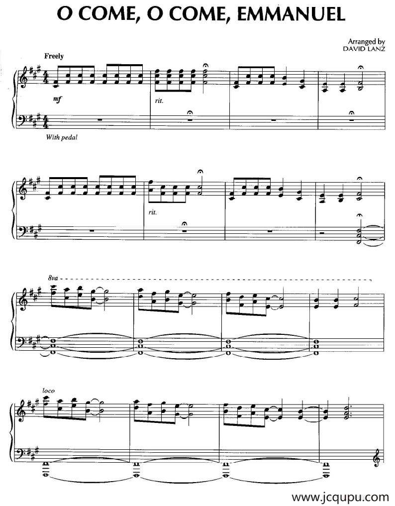 O Come, O Come, Emmanuel简谱