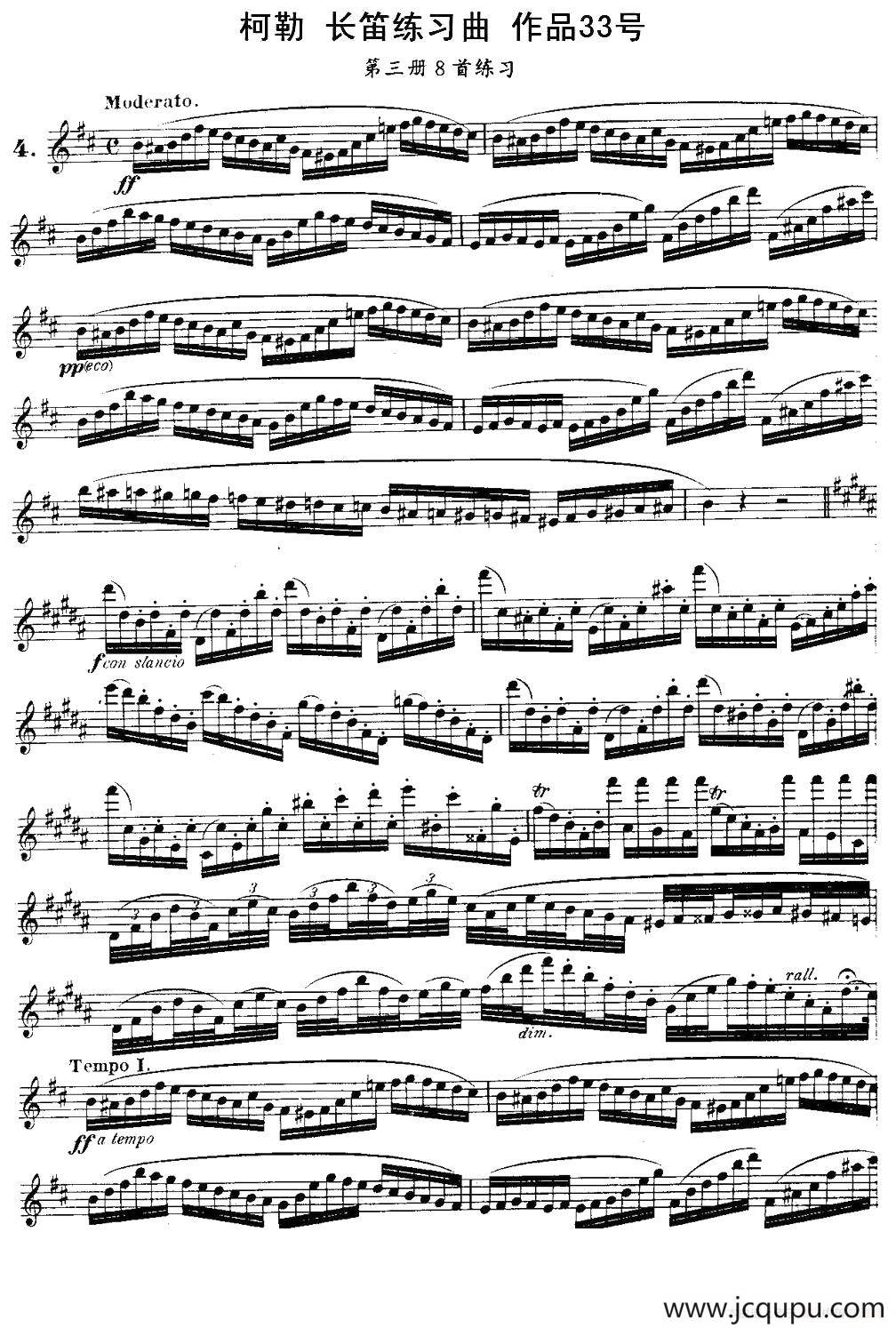 柯勒长笛练习曲作品33号（第三册）（4）简谱