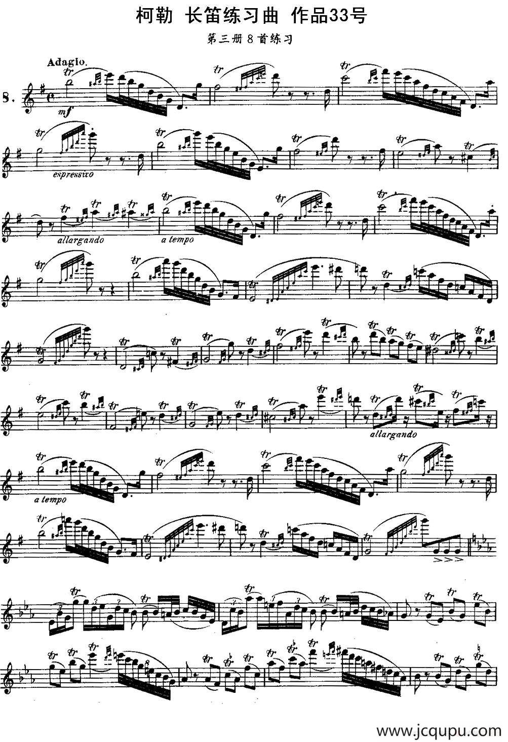 柯勒长笛练习曲作品33号（第三册）（8）简谱