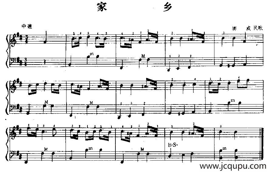 家乡（挪威民歌）简谱