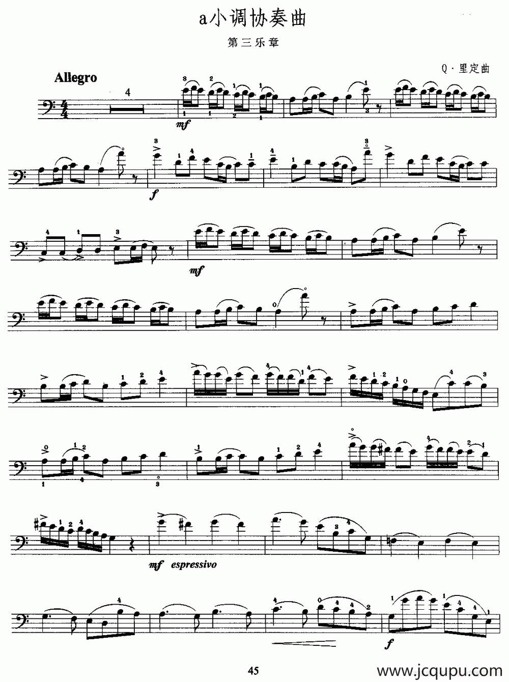 a小调协奏曲（第三乐章）（大提琴）简谱