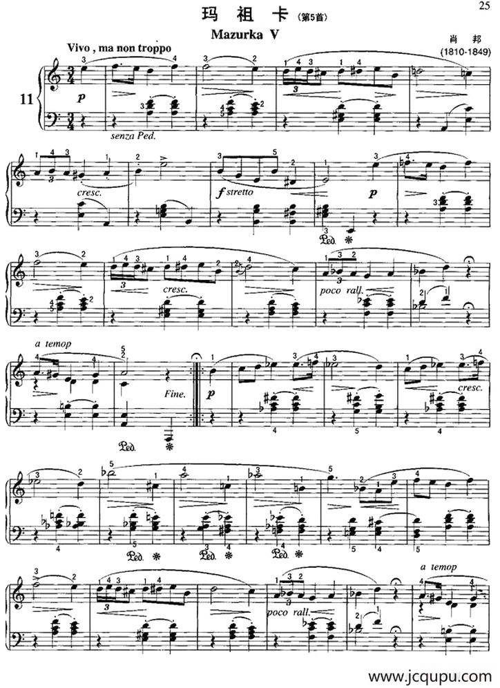 玛祖卡（第5首）简谱