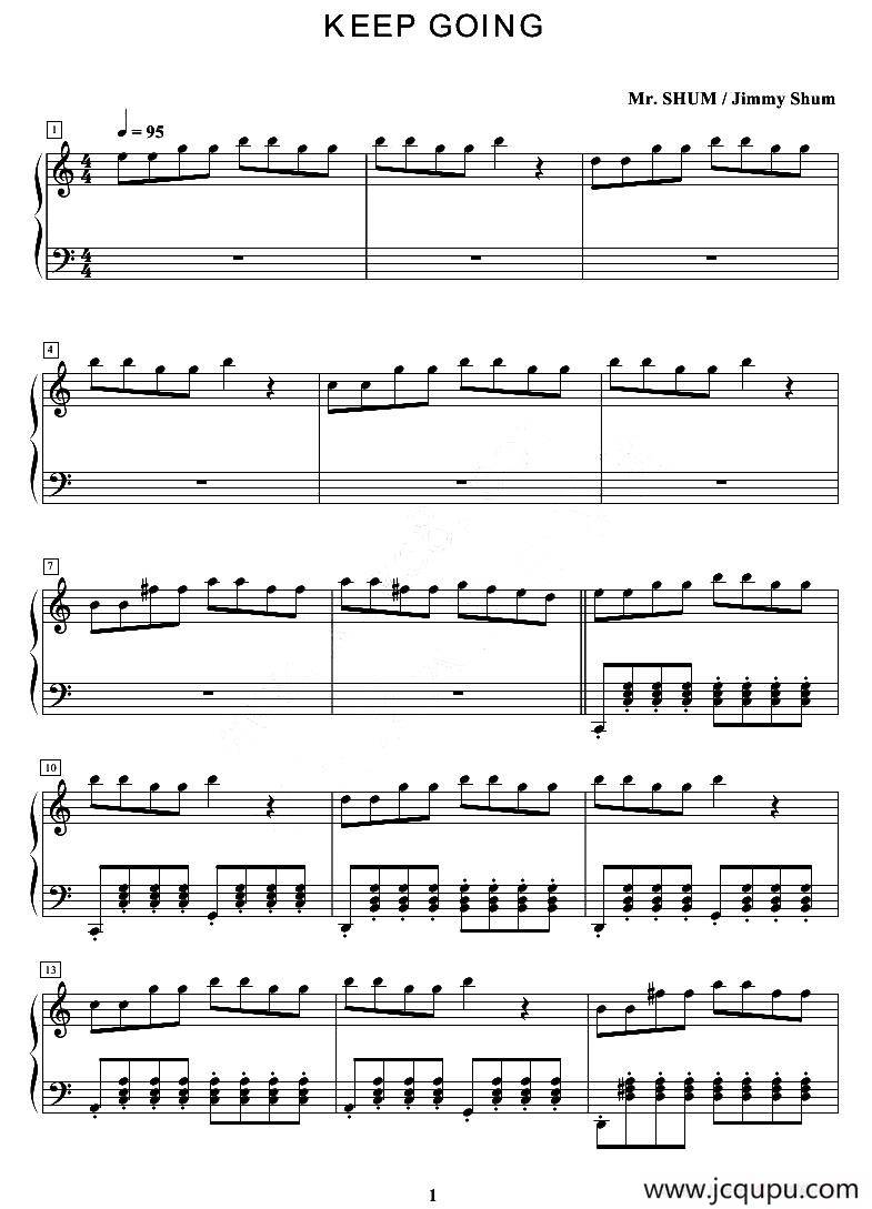 KEEP GOING（一直走下去）简谱