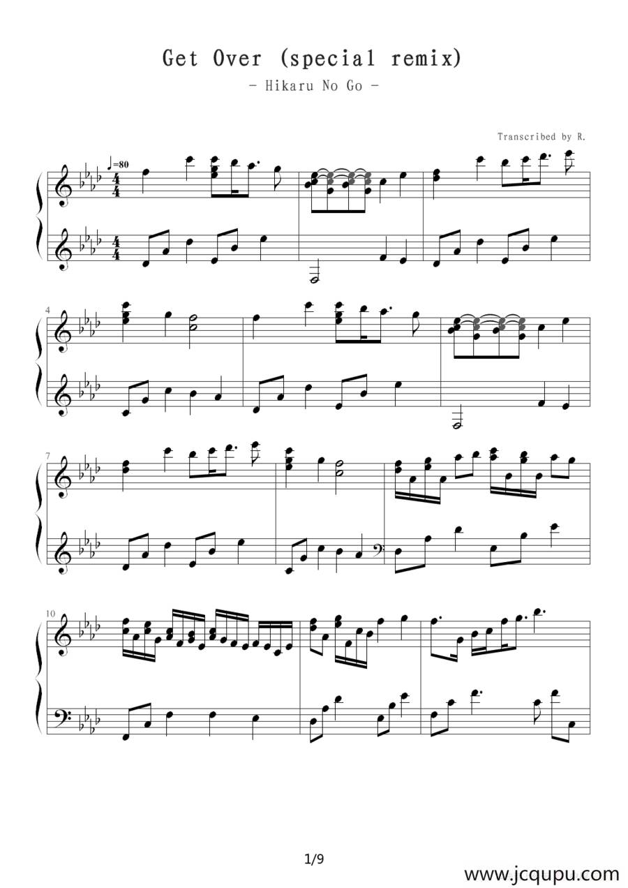 Get Over（日本动画《棋魂》片头曲）简谱