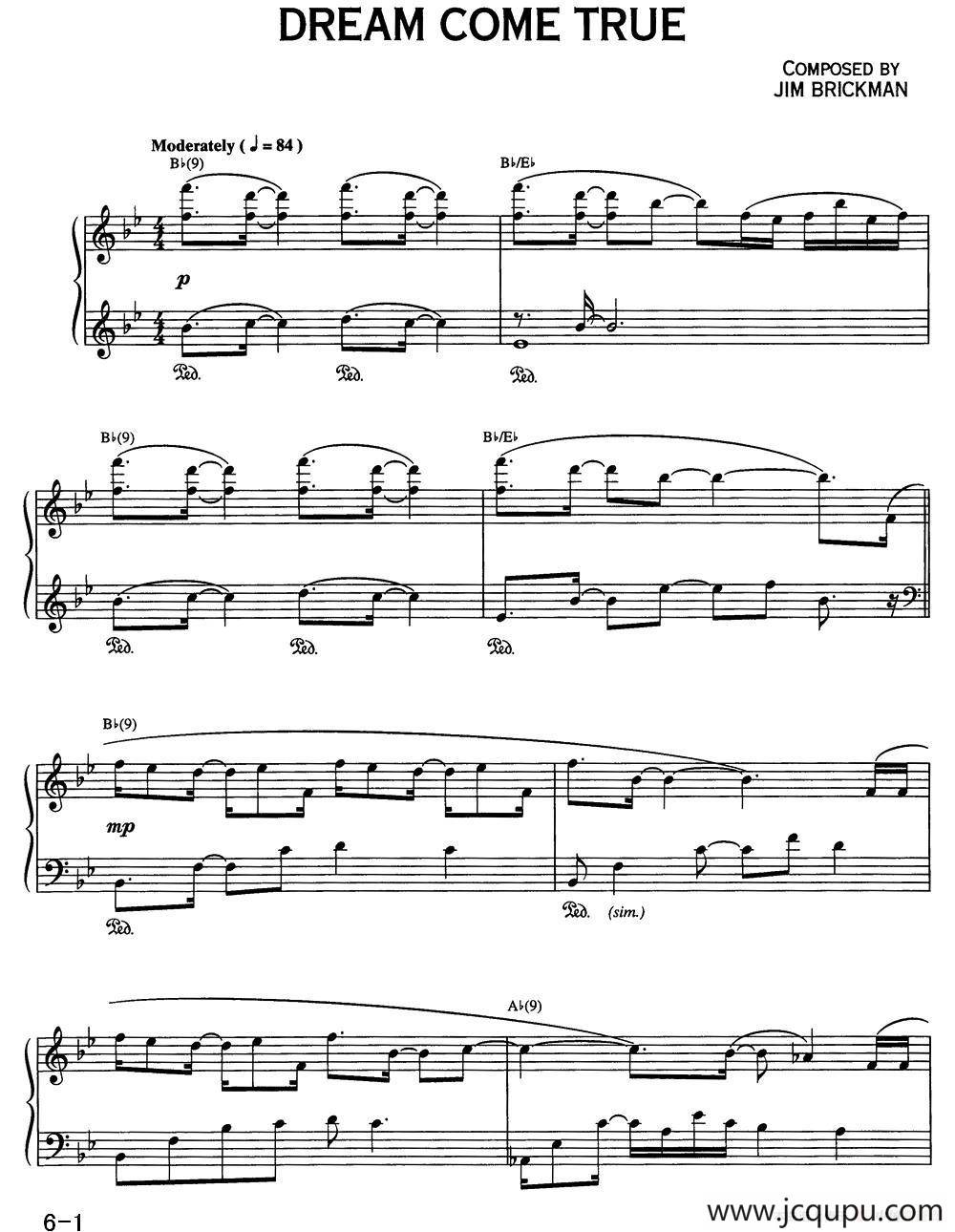 DREAM COME TRUE简谱