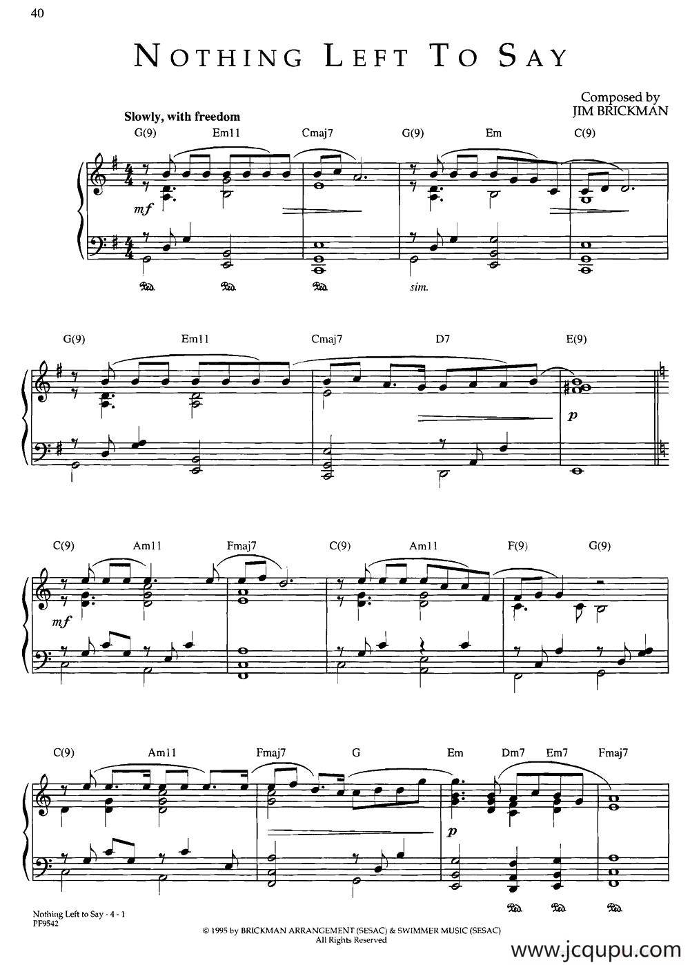 Nothing Left To Say简谱