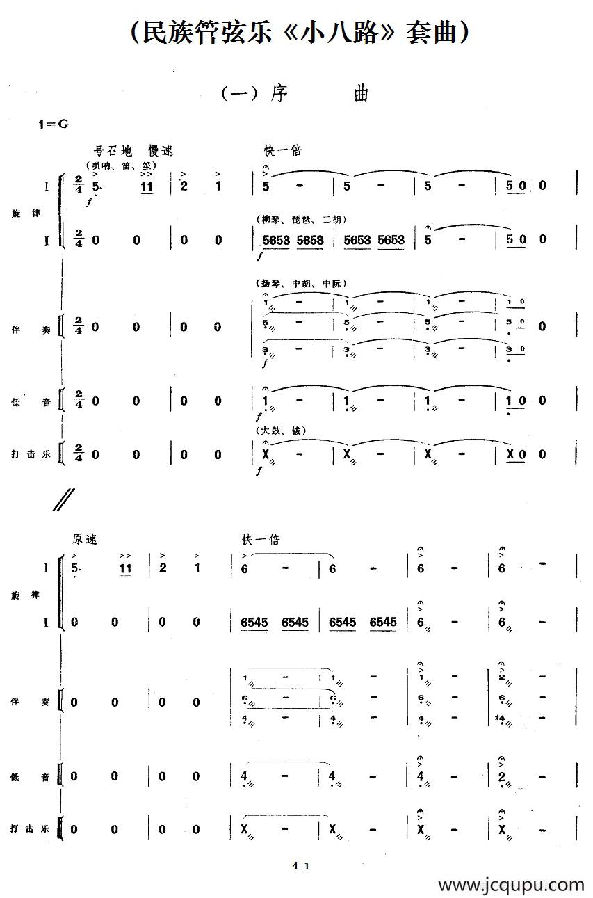 一、序曲（民族管弦乐《小八路》套曲）简谱