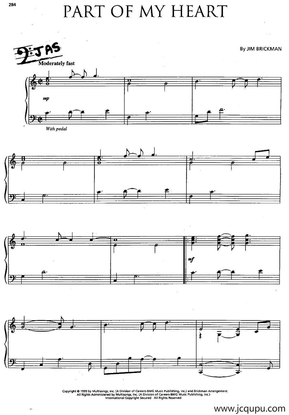 PART OF MY HEART简谱