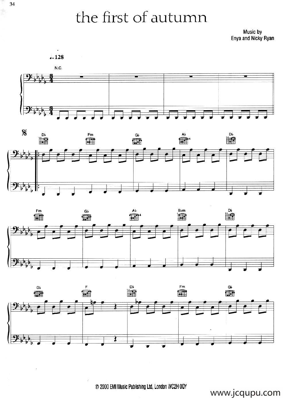 THE FIRST OF AUTUMN（初秋）简谱