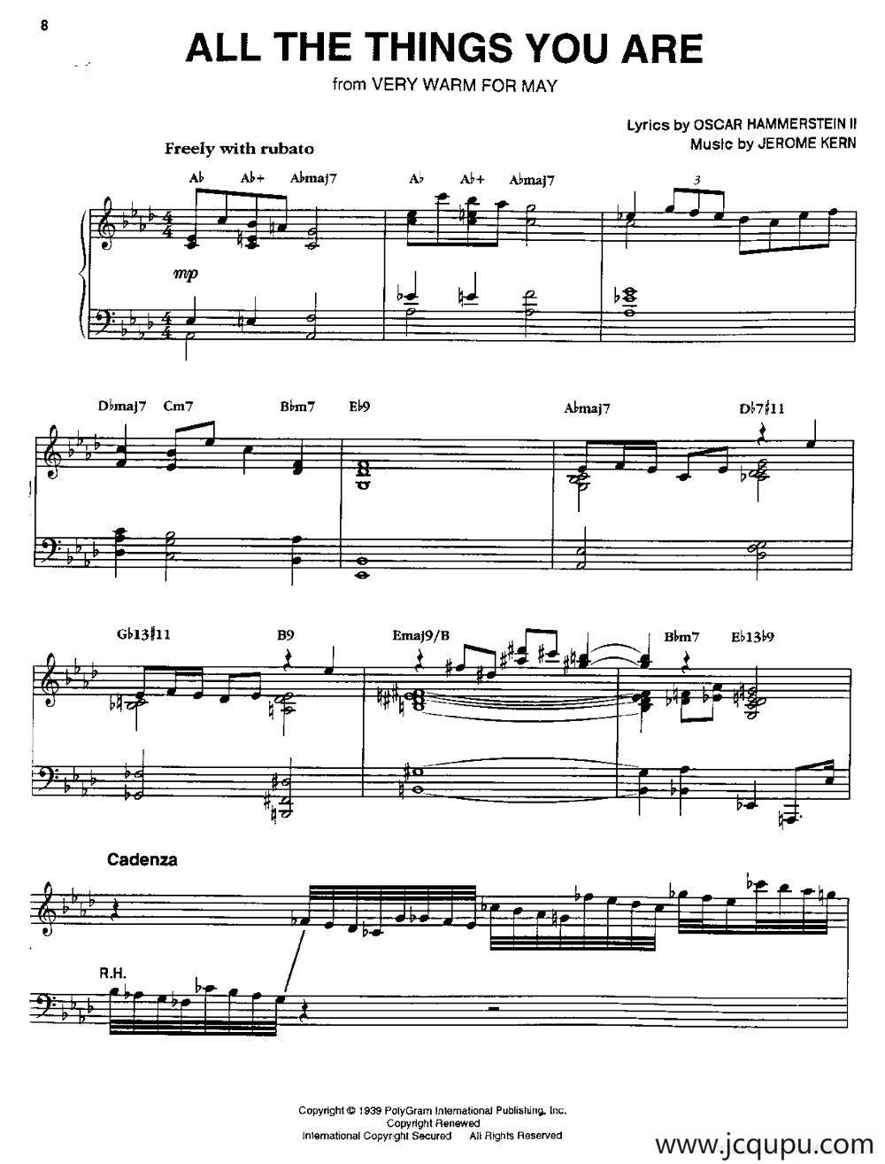 ALL THE THINGS YOU ARE（你就是一切）简谱