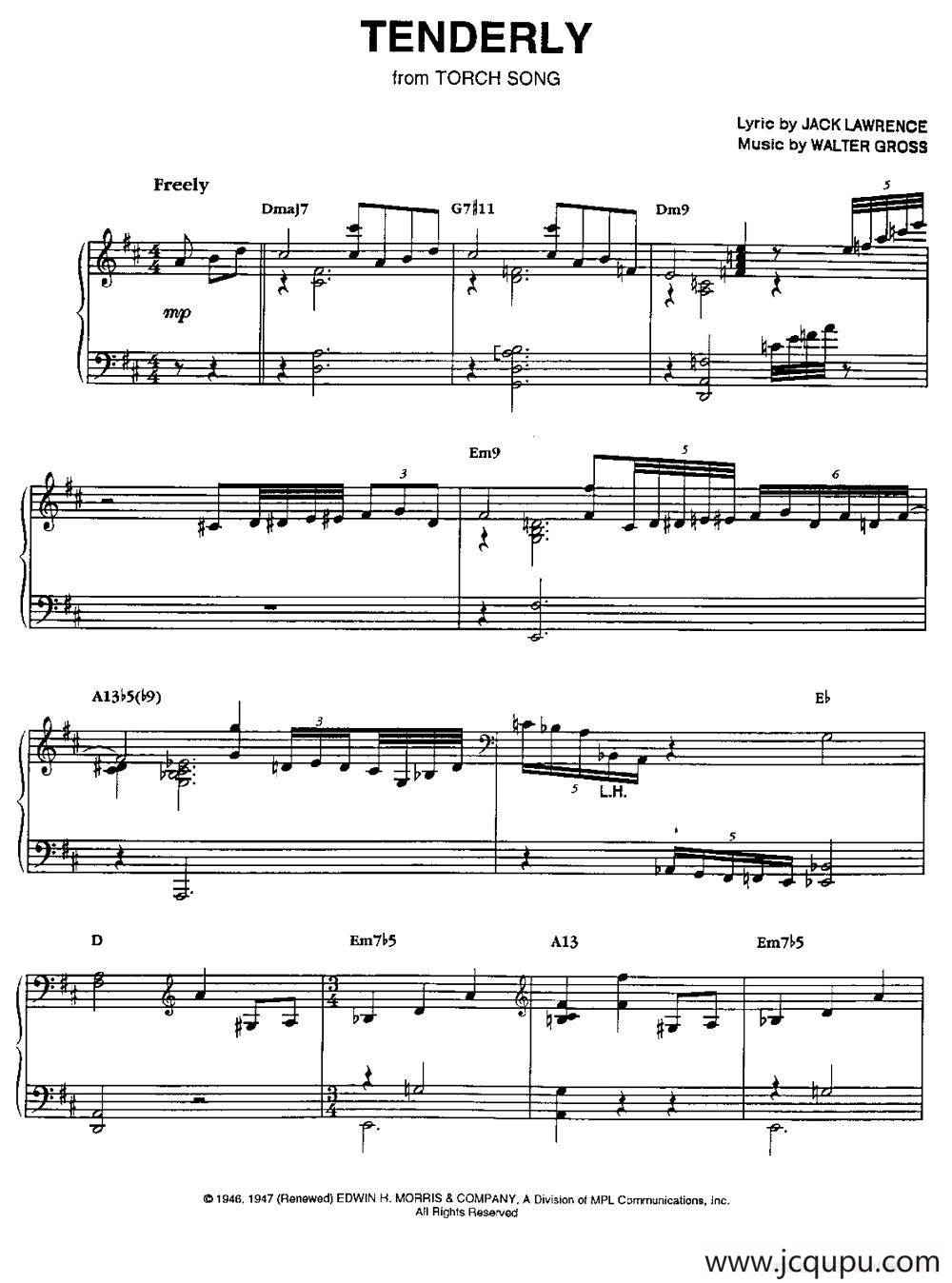 TENDERLY简谱