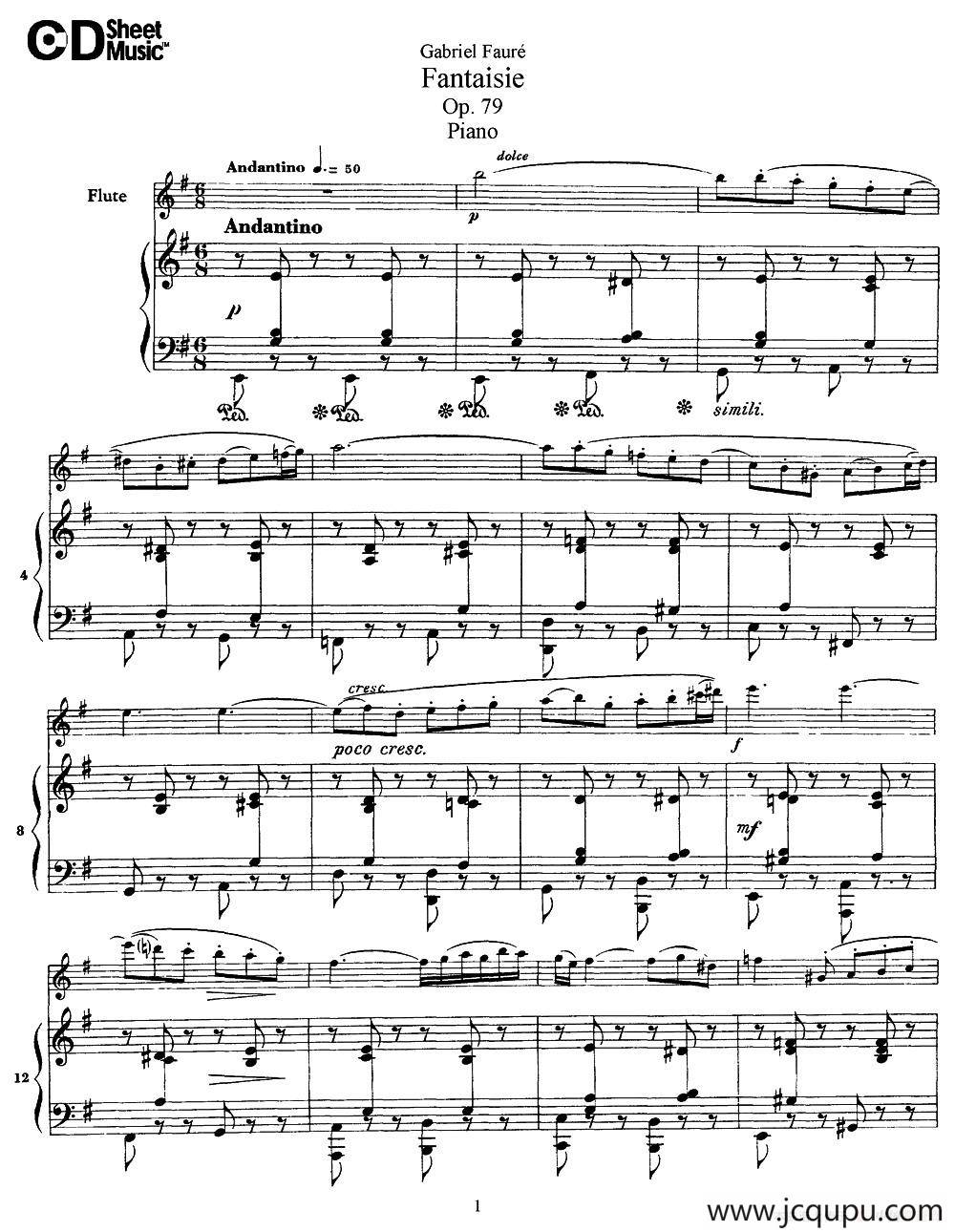 Fantaisie Op.79（幻想曲 作品79号）（长笛+钢琴伴奏）简谱