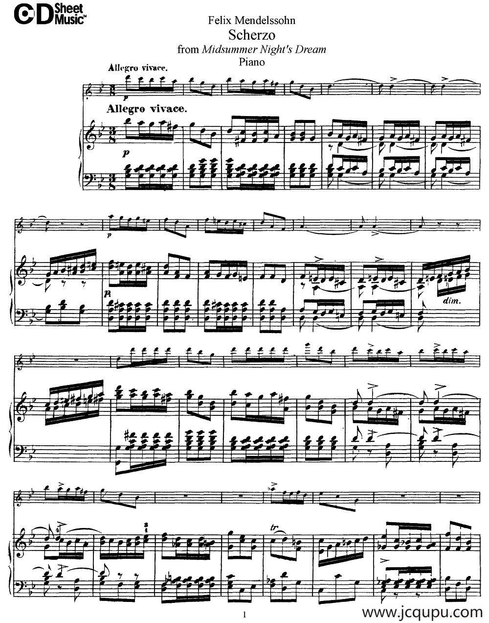 Scherzo（长笛+钢琴）简谱