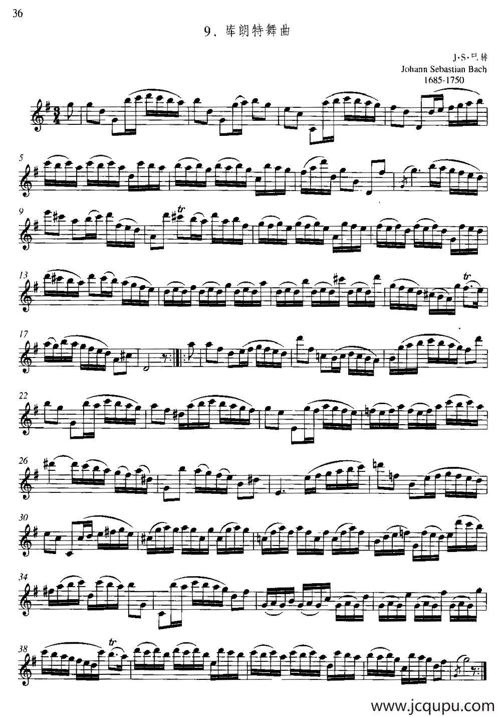 第二单元 中高级练习：连奏与清晰吹奏练习（乐曲部分：库朗特舞曲）简谱