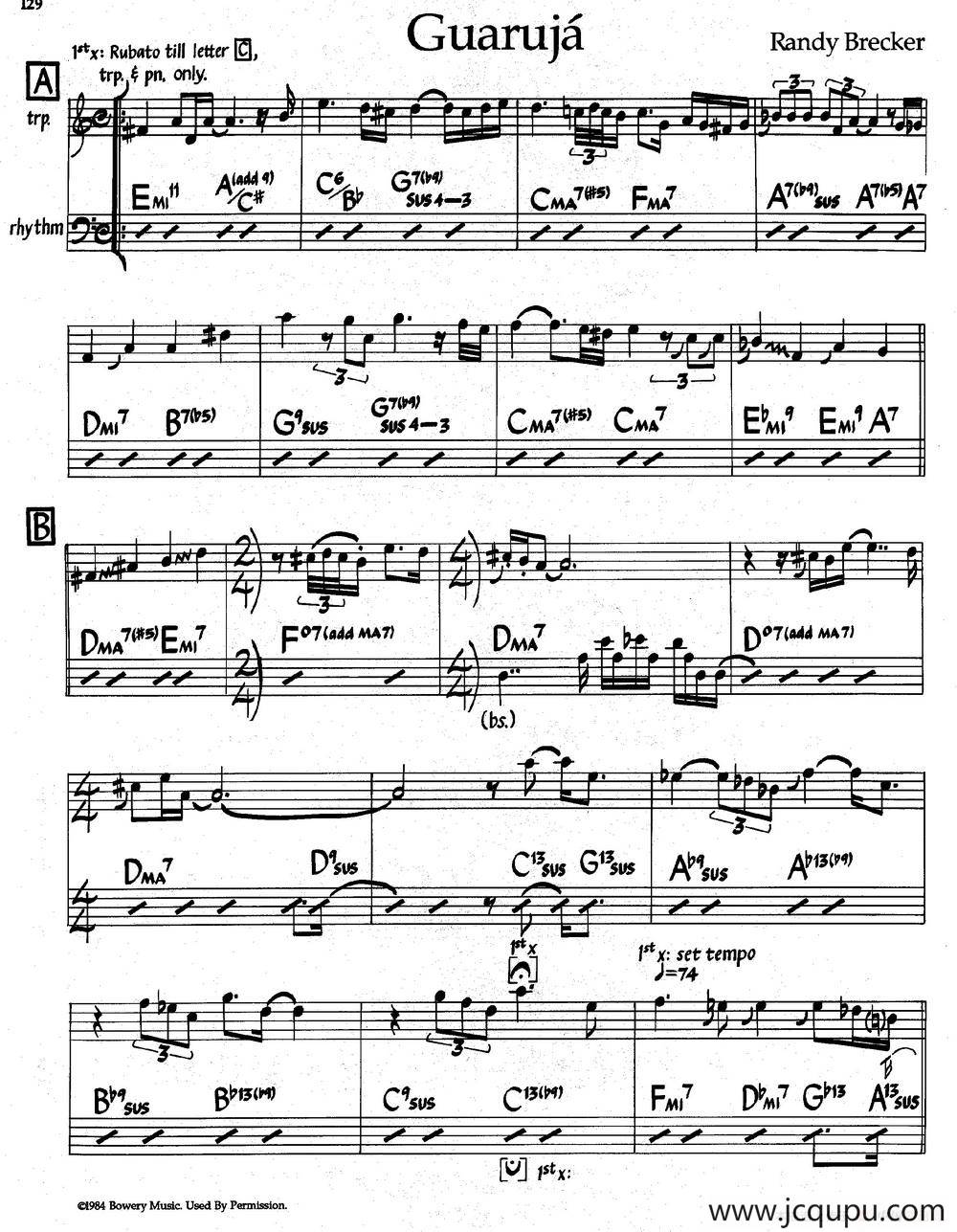 Guaruja（爵士钢琴曲）简谱