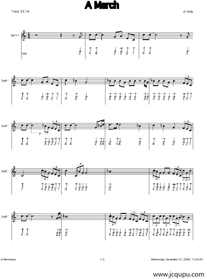 A March（一个月）（布鲁斯）简谱