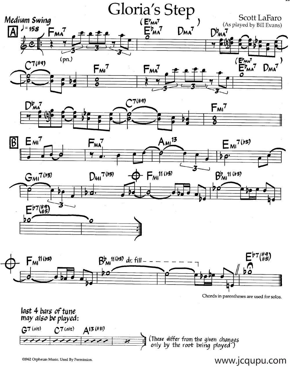 Gloria's Step（爵士钢琴曲）简谱
