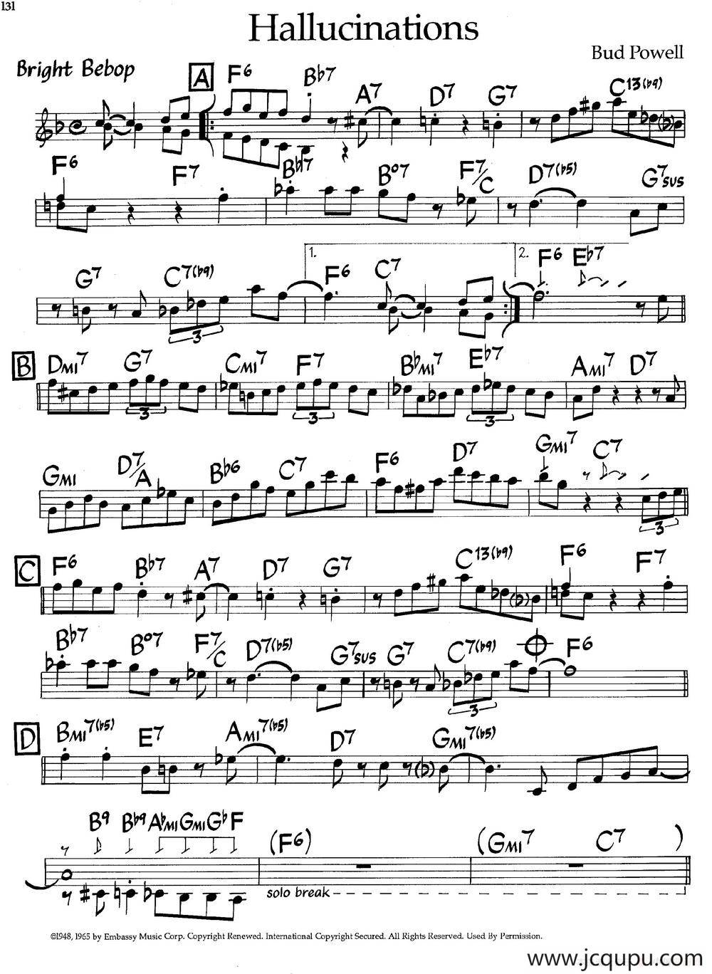Hallucinations（爵士钢琴曲）简谱
