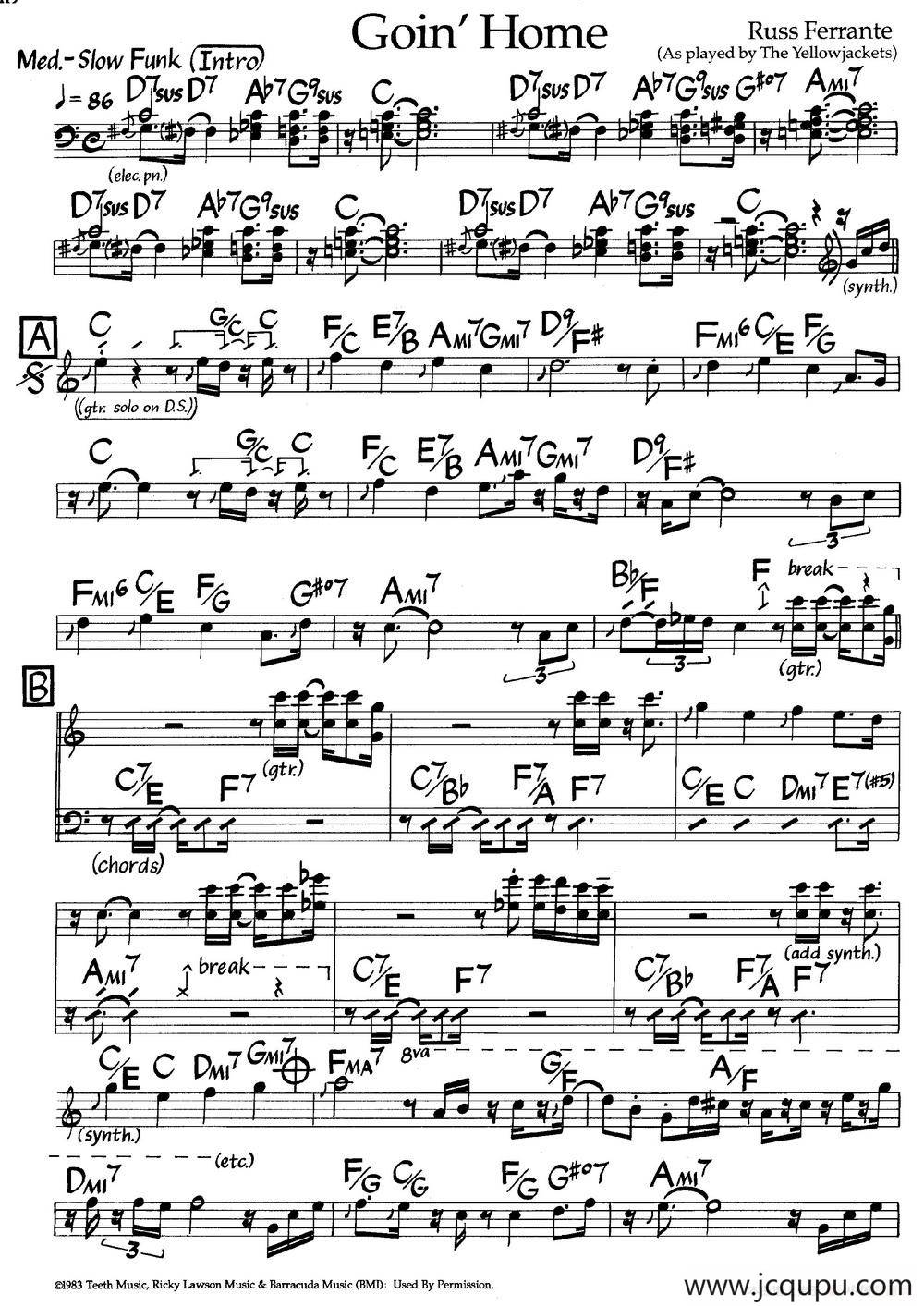 Goin' Home（爵士钢琴曲）简谱