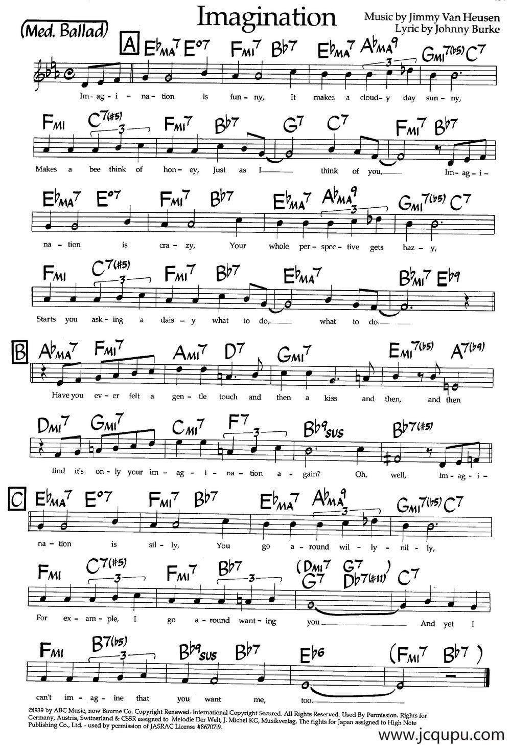 Imagination（爵士钢琴曲）简谱