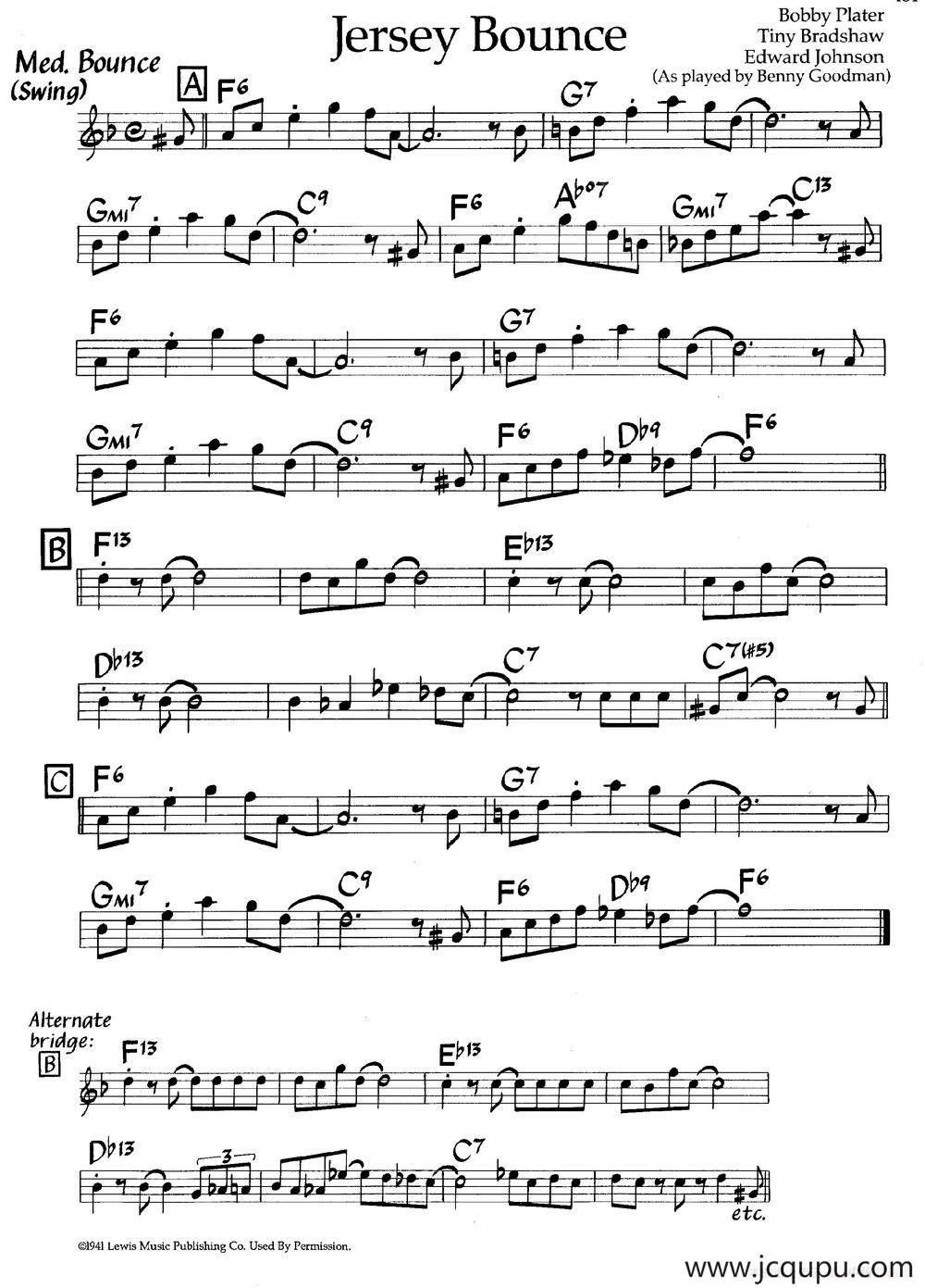Jersey Bounce（爵士钢琴曲）简谱