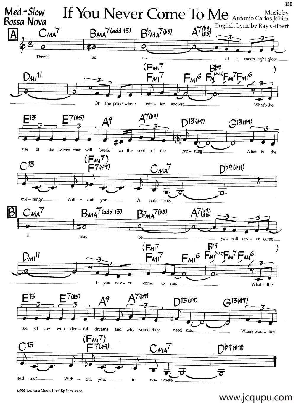 If You Never Come To Me（爵士钢琴曲）简谱