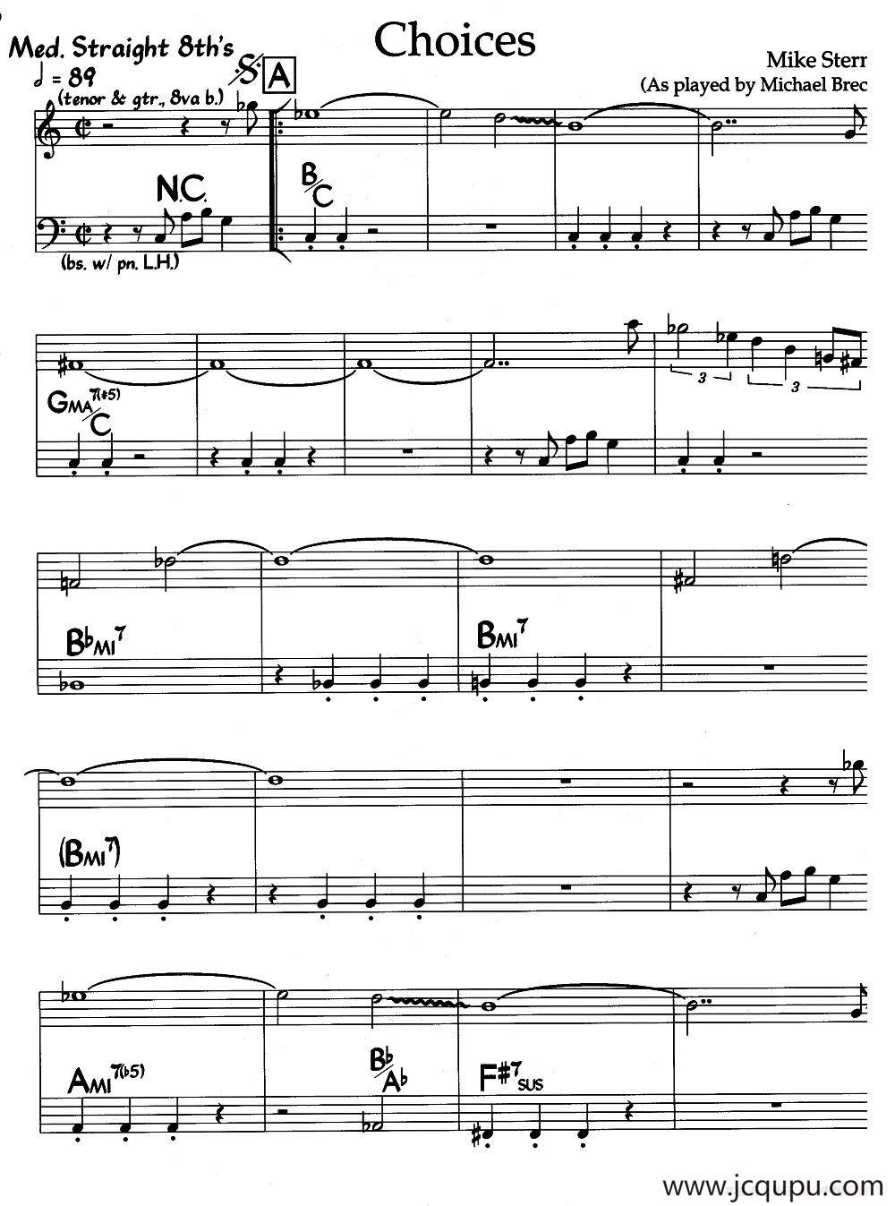 Choices（选择）（爵士钢琴曲）简谱