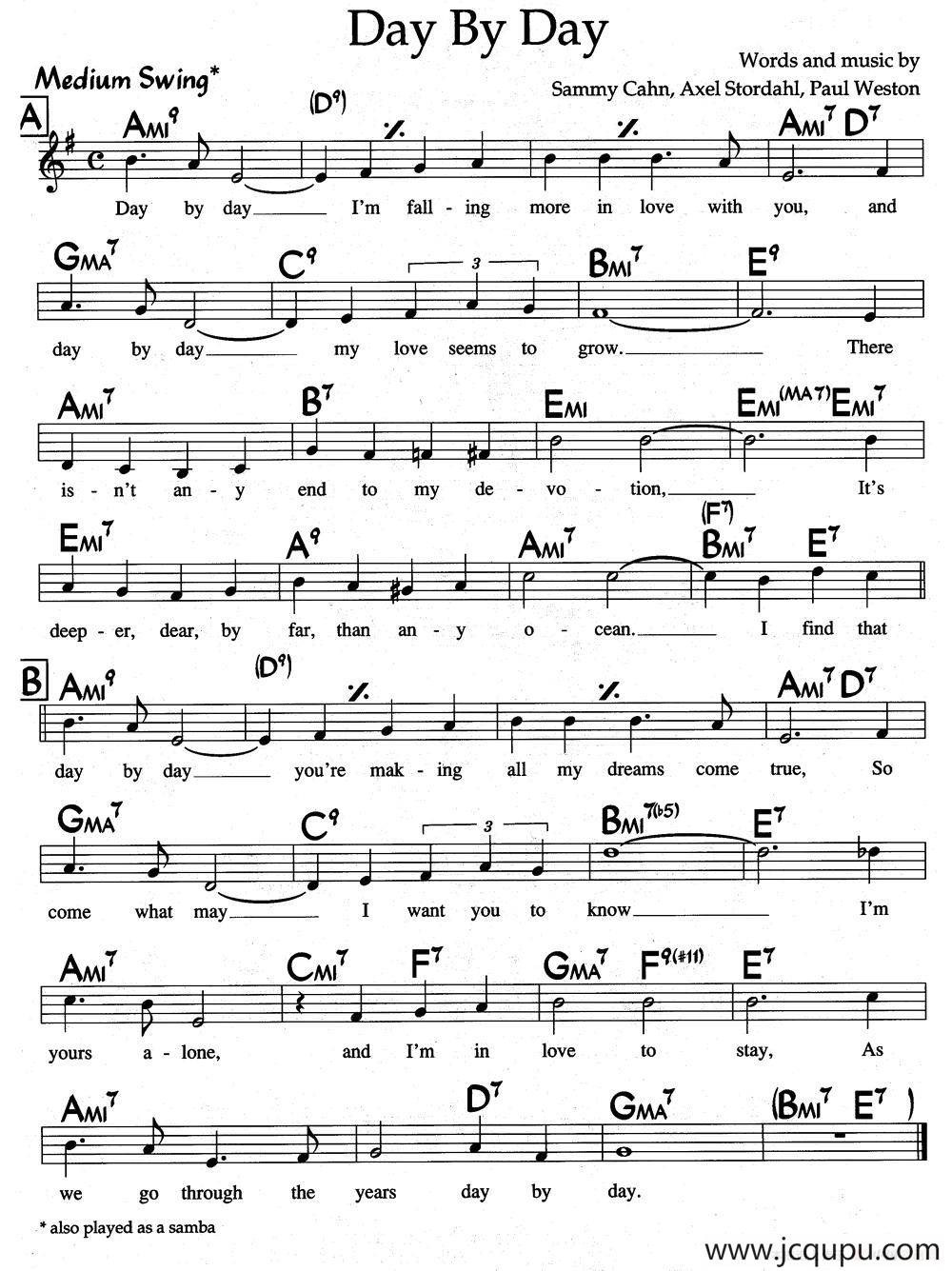 Day By Day（爵士钢琴曲）简谱