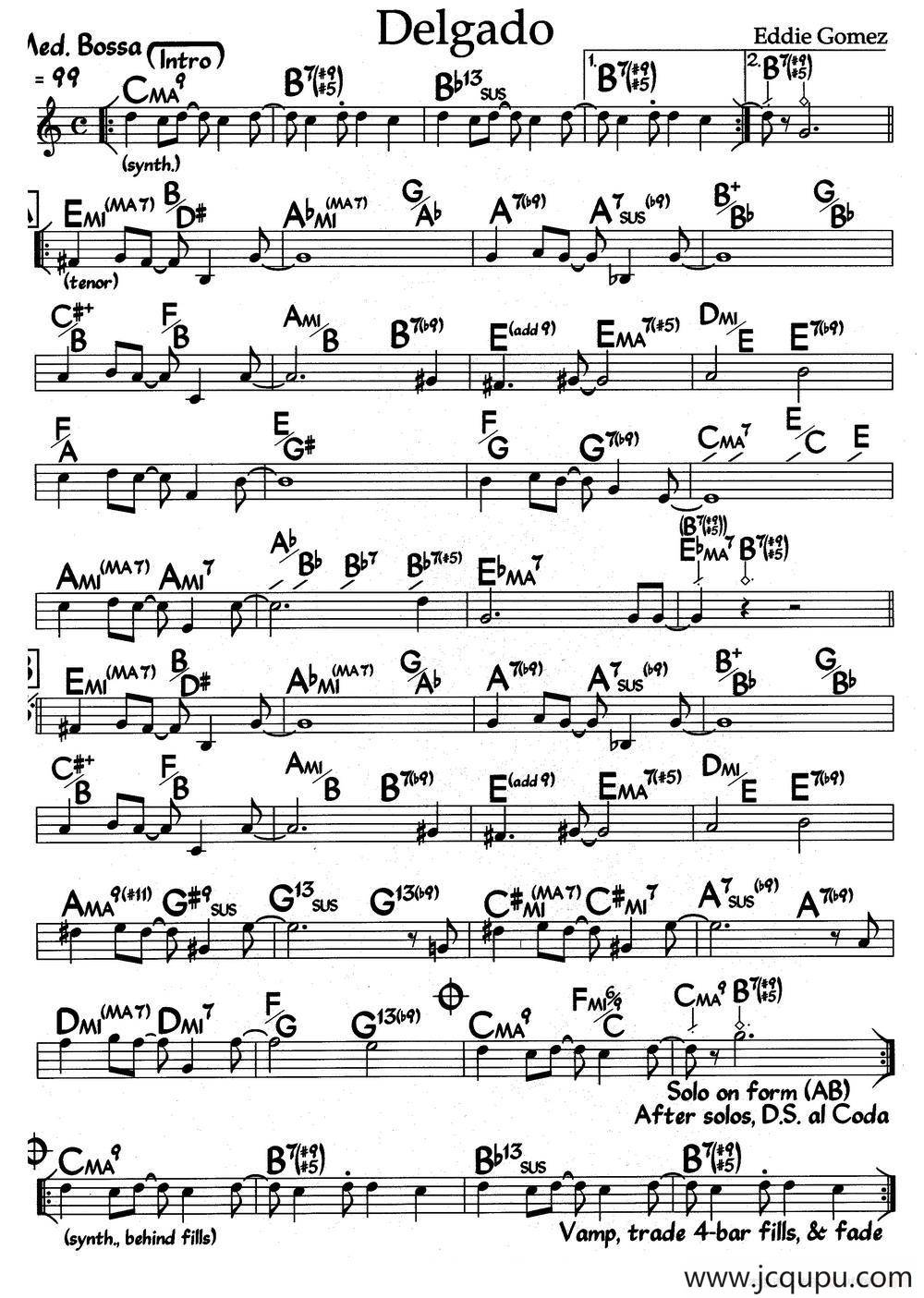 Delgado（爵士钢琴曲）简谱