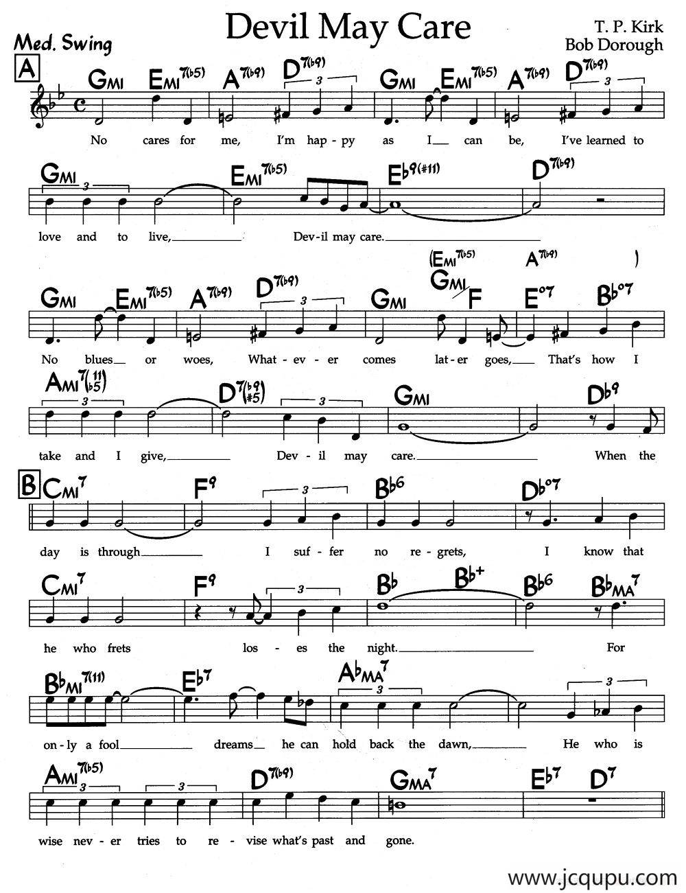 Devil May Care（爵士钢琴曲）简谱
