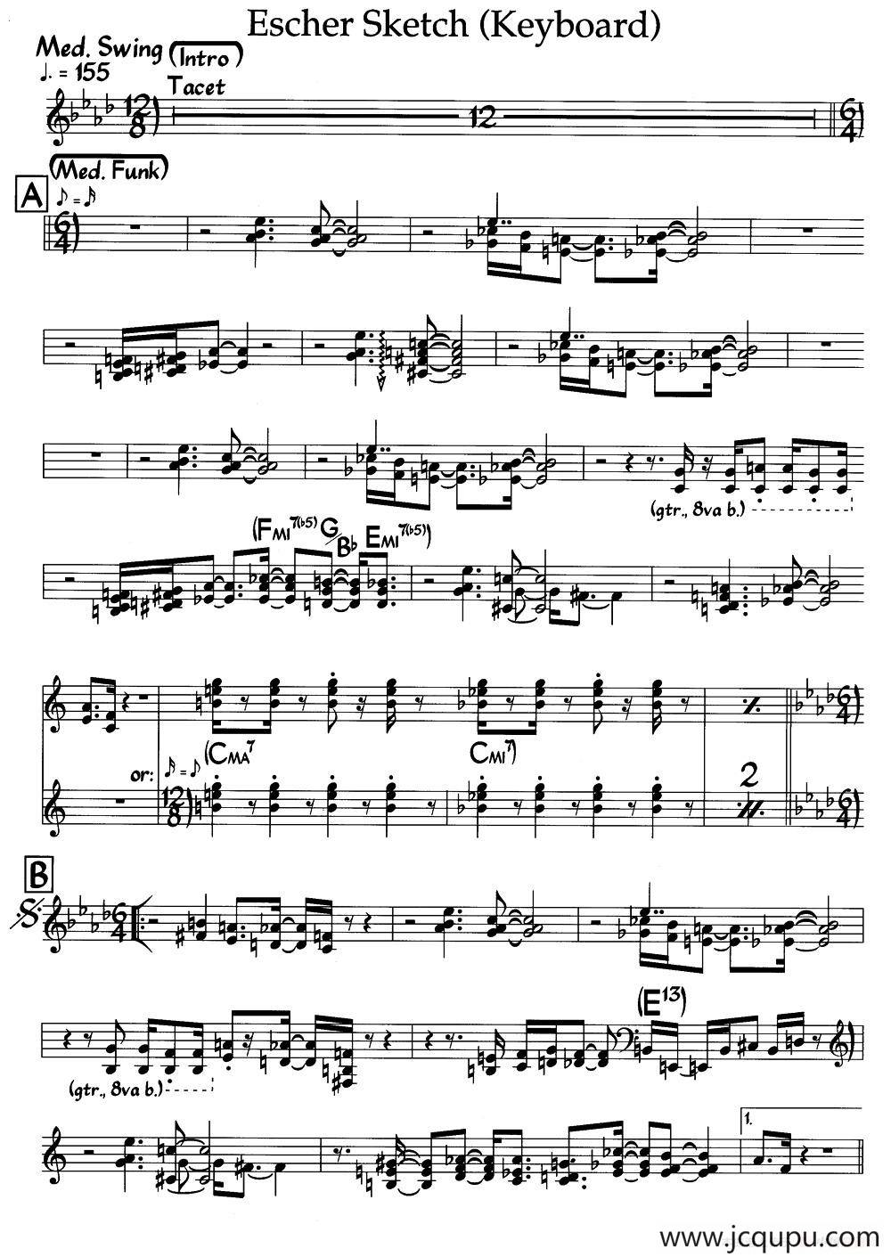 Escher Sketch(keyboard)（爵士钢琴曲）简谱