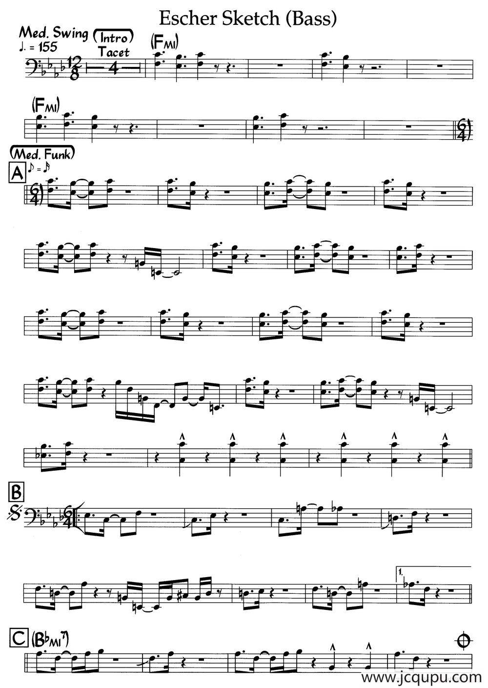 Escher Sketch(Bass)（爵士钢琴曲）简谱