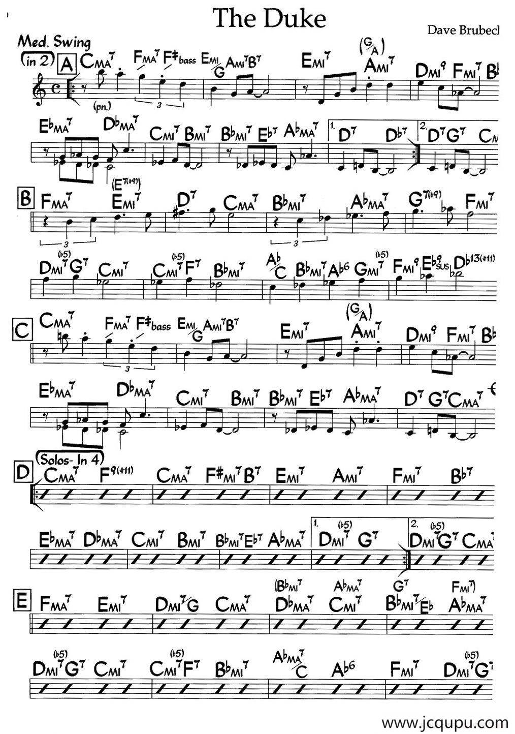 The Duke（公爵）（爵士钢琴曲）简谱