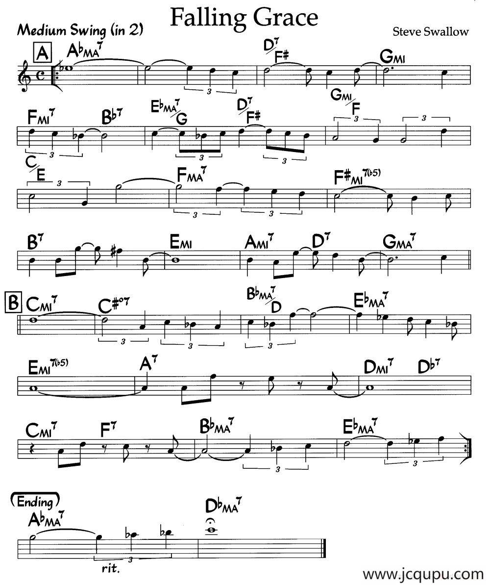 Falling Grace（爵士钢琴曲）简谱