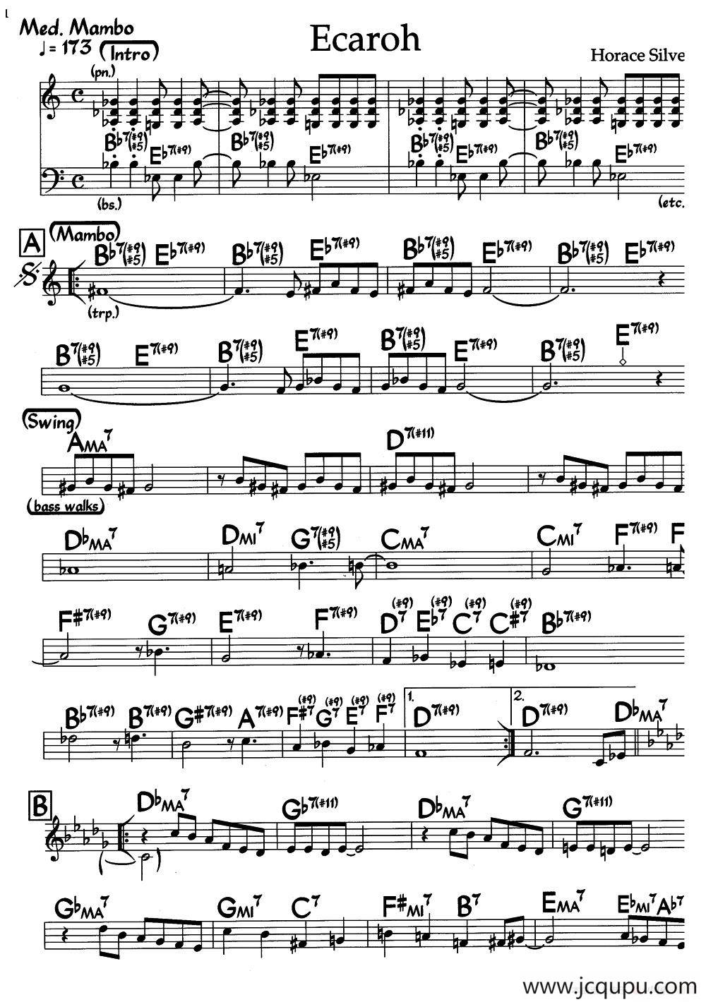 Ecaroh（爵士钢琴曲）简谱