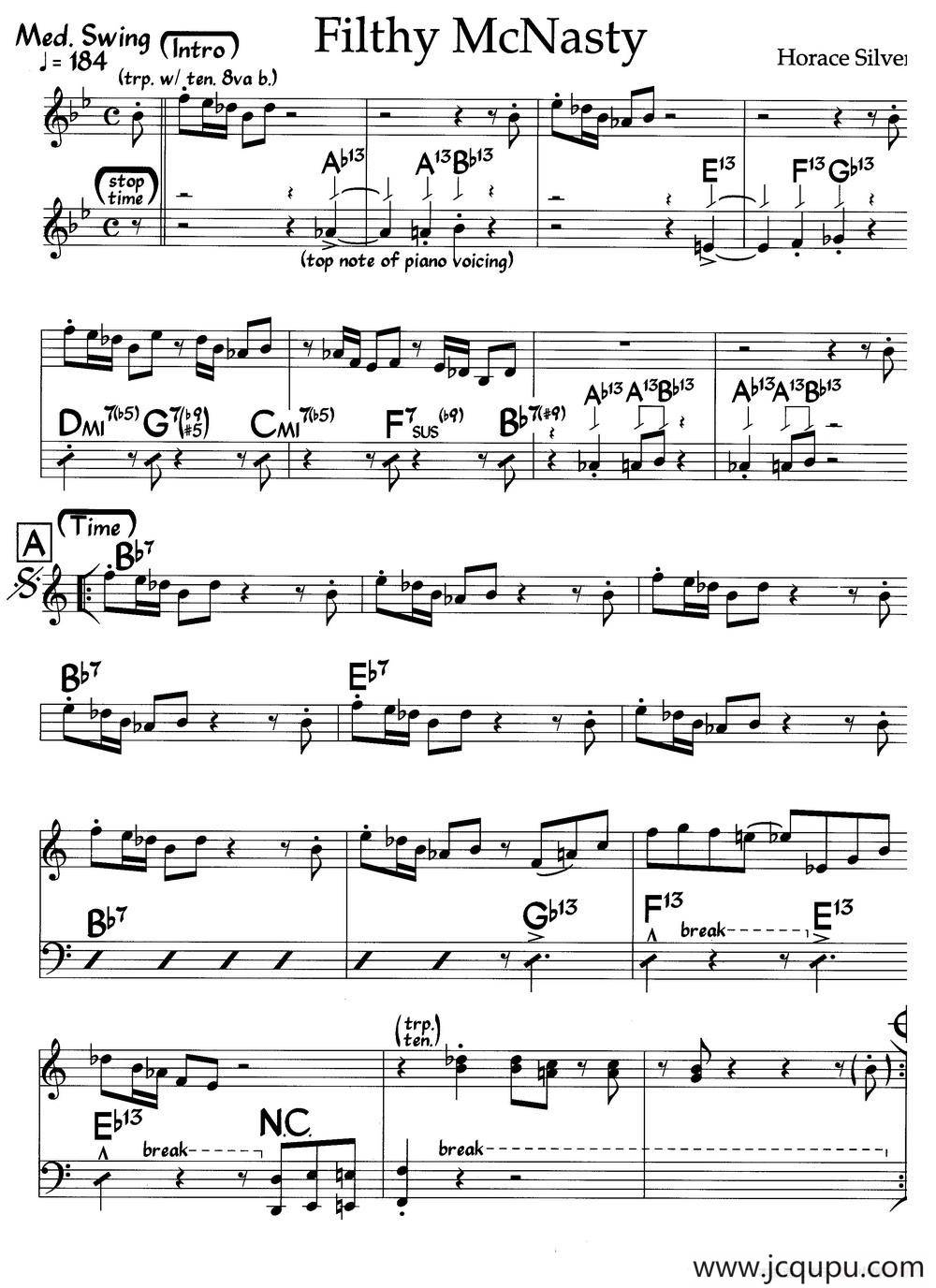 Filthy McNasty（爵士钢琴曲）简谱