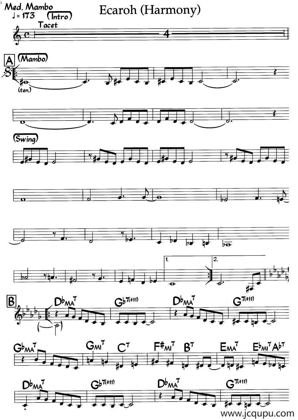 Ecaroh(Harmony)（爵士钢琴曲）简谱