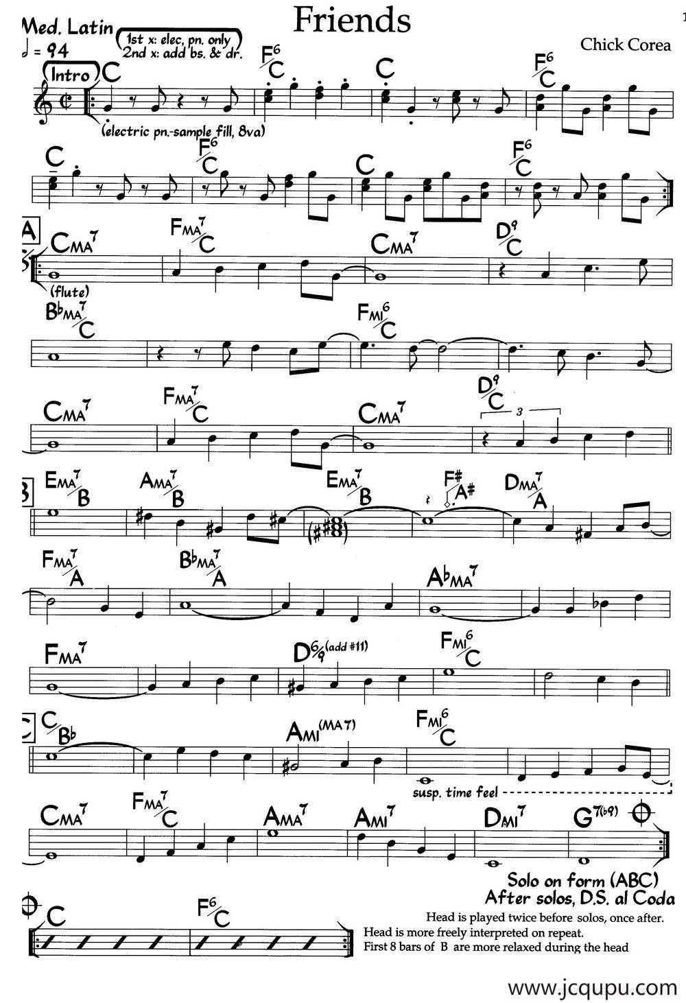 Friends（朋友）（爵士钢琴曲）简谱