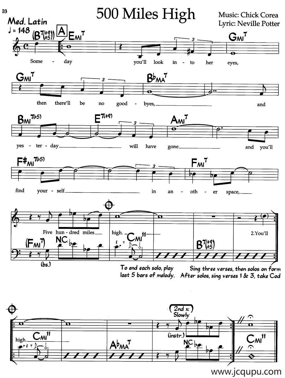 500 Miles High（爵士钢琴曲）简谱