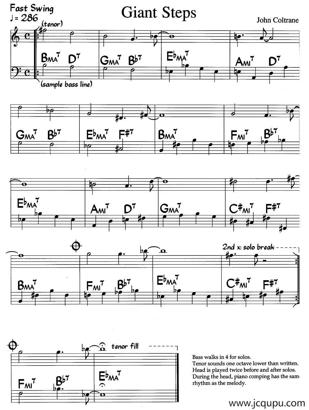 Giant Steps（巨人脚步）（爵士钢琴曲）简谱