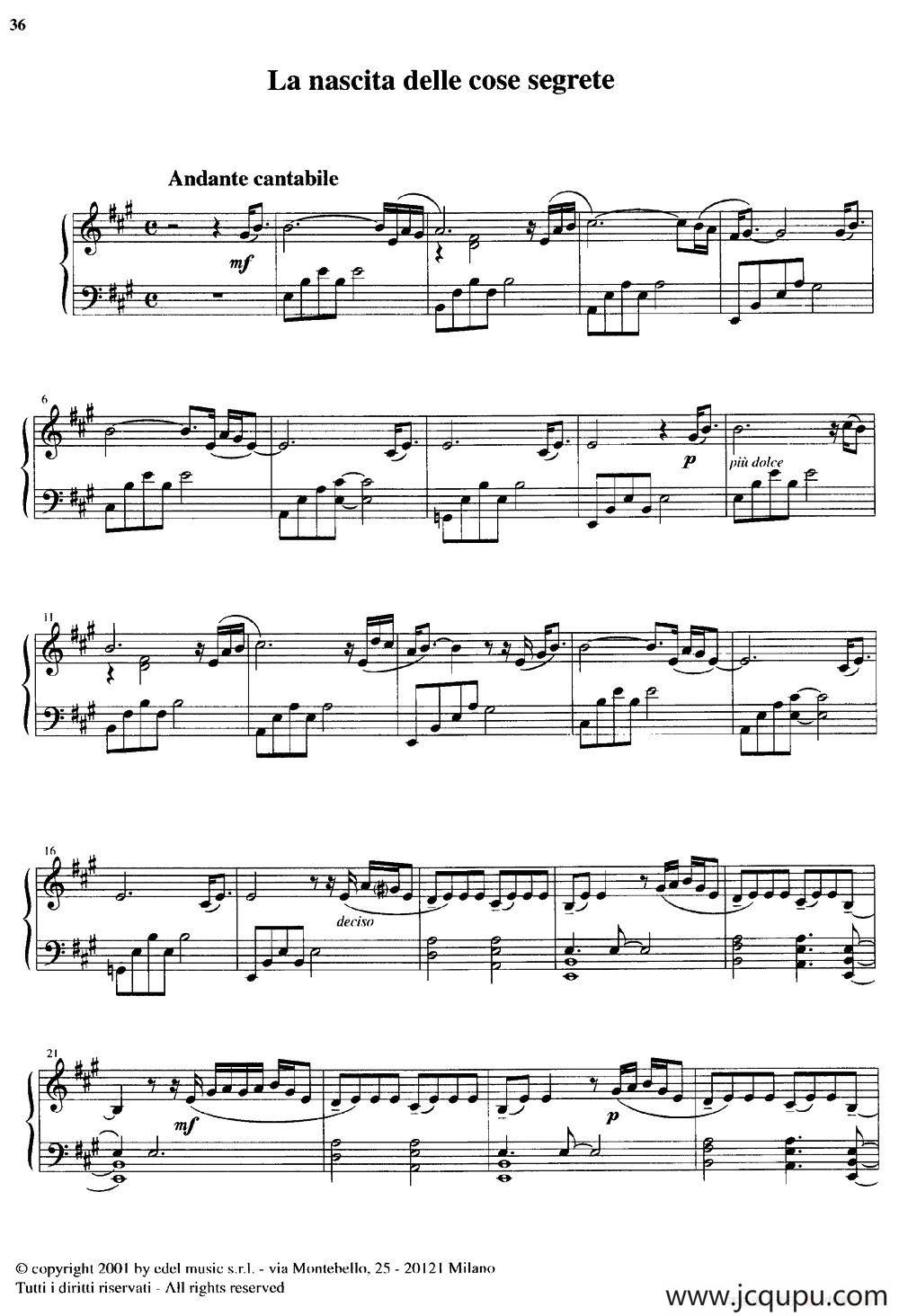 La nascita delle cose segrete简谱