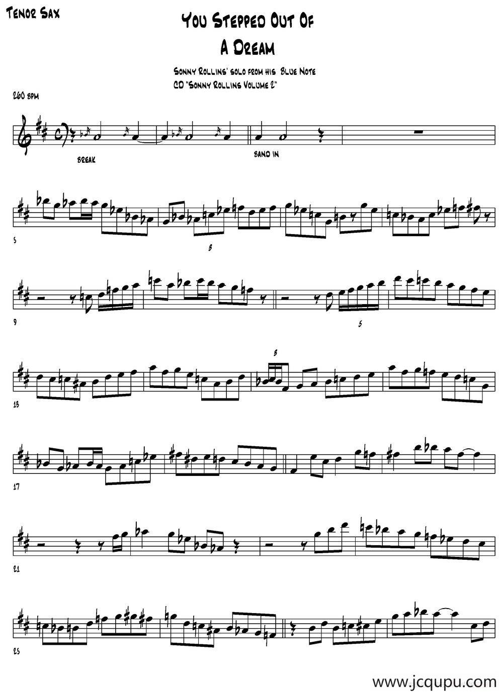 You Steppeo Out Of A Dream简谱